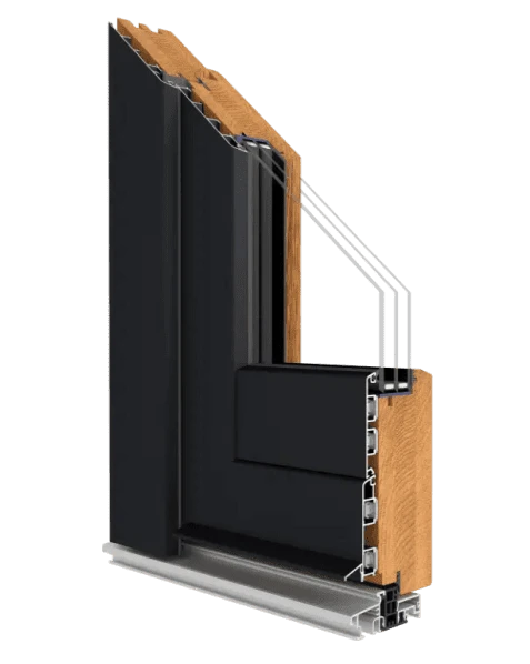 DJ 68 wooden doors with aluminium cladding